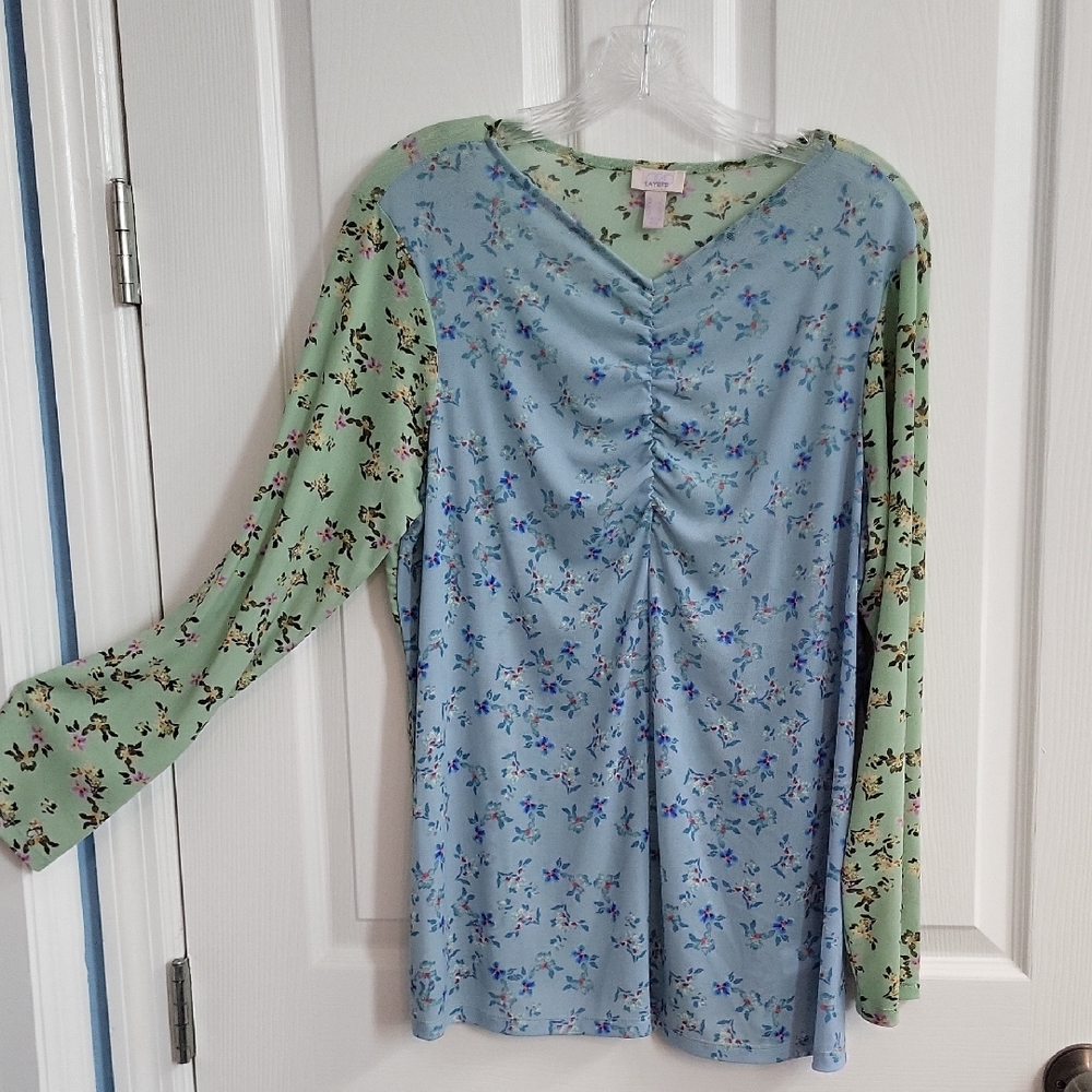 Floral Blue and Green Women's Top by LOGO Layers